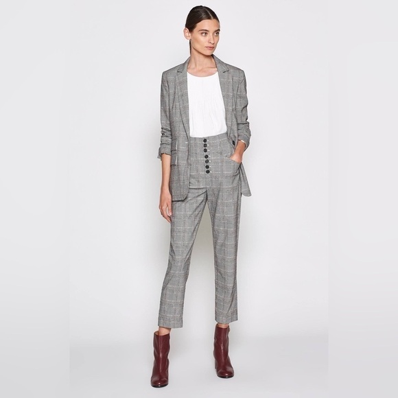 Joie Black White Plaid Slim Fit Crop Trousers Dress Pants Academia Preppy - Picture 10 of 10